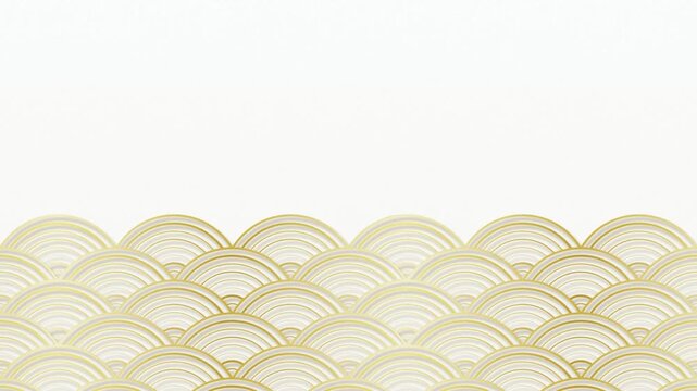 Seigaiha Japanese wave pattern gold paper cut seamless loop background