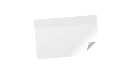 Blank white rectangular sticky note with a curled corner featuring soft shadows on transparent background © we.bond.png