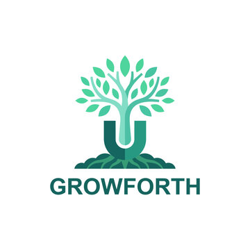 A minimalist logo representation of a flourishing tree growth, symbolizing prosperity and sustainability with clean lines and a modern aesthetic tailored for growth-oriented ventures.