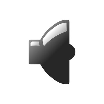 Speaker Icon, Sleek black speaker symbol with glossy highlight, representing sound, audio output, and volume control for digital interfaces or multimedia design.