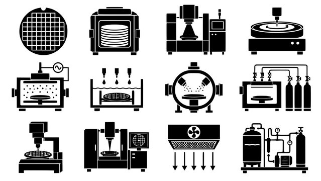 Semiconductor Wafer Fabrication Equipment Utility Icons