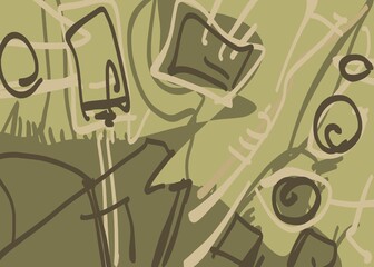 Abstract image for printing. Picture for modern interiors. The picture is painted by hand on a tablet. © neurostructure