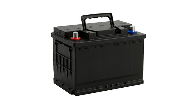 Black lead acid car battery with handle for automotive power