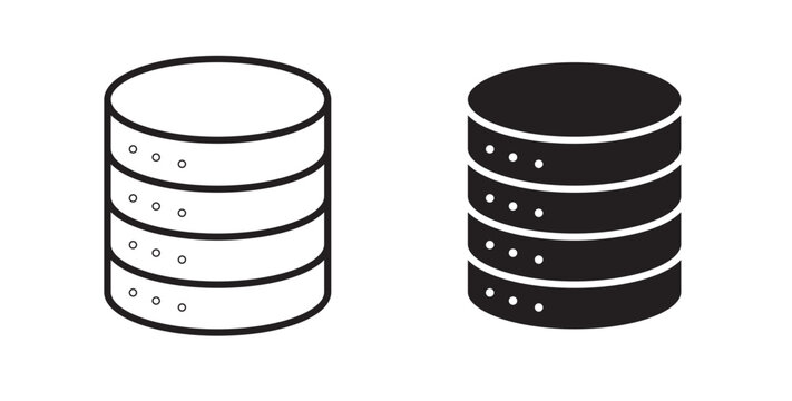 Cylinder database icon flat outline in black