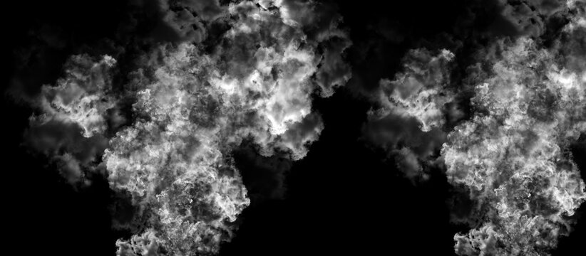Atmospheric white mist background featuring tall billowing smoke columns on dark monochromatic space.
