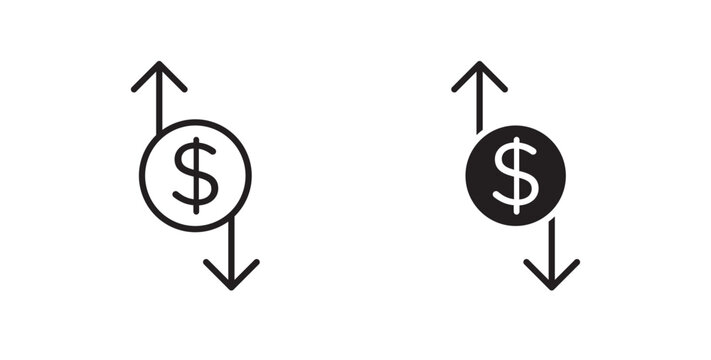Operating profit loss icon flat outline in black