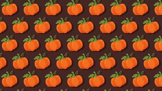 Vibrant orange pumpkin pattern for autumn and fall season designs on a dark background
