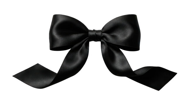 Elegant black silk ribbon bow for gift decoration and fashion