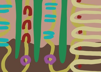 Abstract image for printing. Picture for modern interiors. The picture is painted by hand on a tablet. © neurostructure