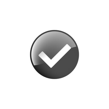 Minimalist black circular button with white check mark symbol, perfect for approval, confirmation, or success indicators in digital design.