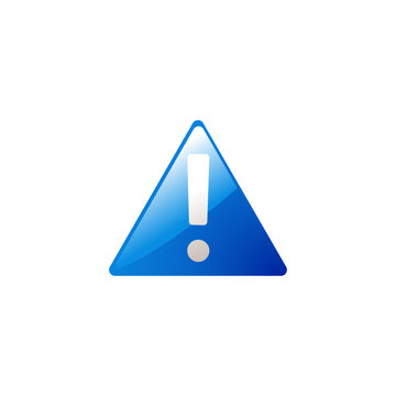 Triangular blue caution symbol with white exclamation mark, universal alert icon for safety, attention, and important notice concepts.