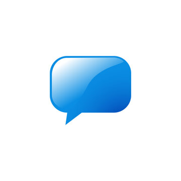 Modern glossy blue speech bubble with rounded corners and tail, clean vector design for messaging, dialogue, and digital communication concepts.