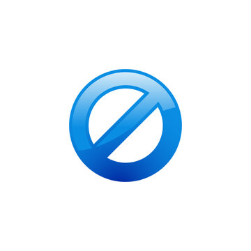 Glossy blue prohibition circle with diagonal line, universal no entry or restriction icon for warning, safety, and forbidden concepts