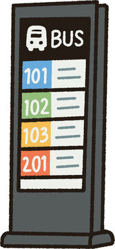 Digital Bus Schedule Information Board Kiosk Illustration