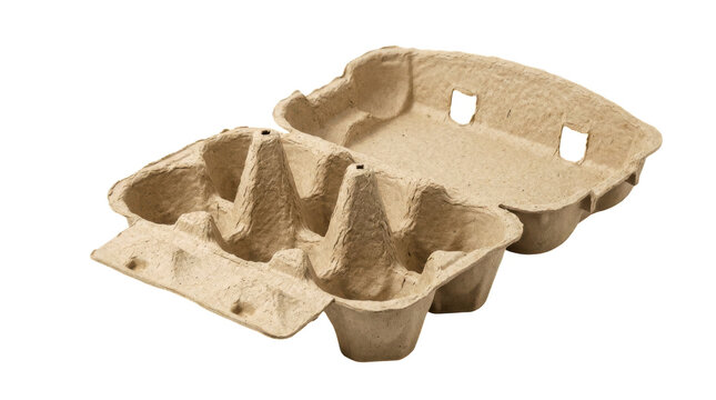 Empty brown paper egg carton for six eggs