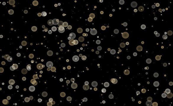 Elegant defocused light orbs in muted gold and gray tones for festive overlay design