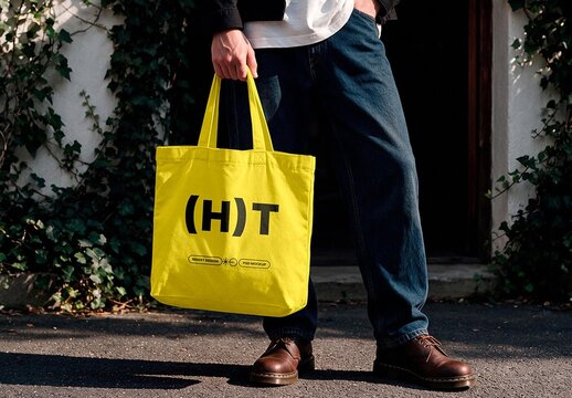 Walking Tote Bag Mockup