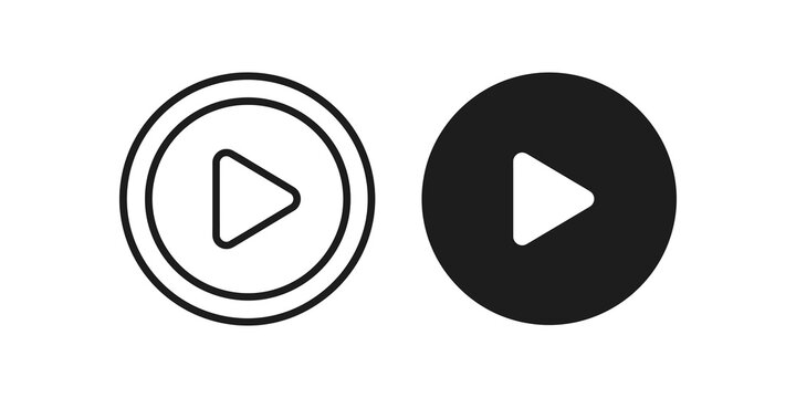 Play button symbols with outlined and solid black circles for media apps.