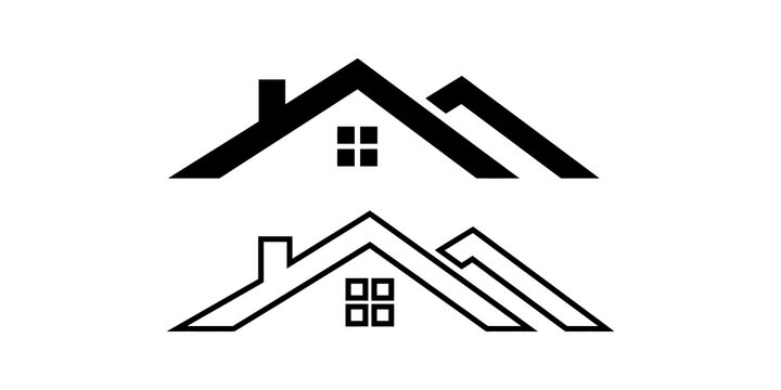 Roof construction icons representing real estate property and home design.