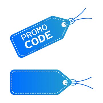 blue promo code and blank price tag vector templates set isolated on white background