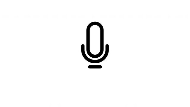 Microphone mic outline icon looping animation, audio voice recording symbol motion graphic for business, podcast and technology presentation