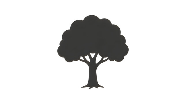 Black silhouette icon of a beautiful tree with foliage
