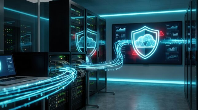 Advanced data security and cloud disaster recovery network in a modern server room