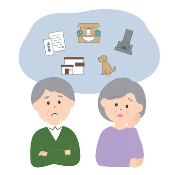 終活や生前整理について問題を抱える日本人老夫婦