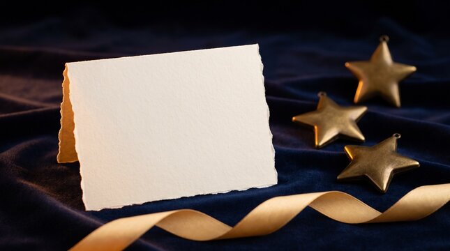 Blank Christmas card with stars on midnight velvet