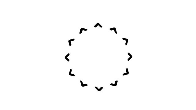 Black icon of dashed corner brackets and chevron arrows in a ring symbolizing panoramic scanning, surround view, focus area and viewing direction