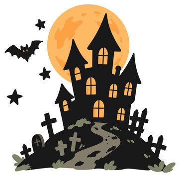 halloween castle vector illustration