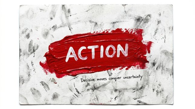 Red Action Word Painted On Textured Background