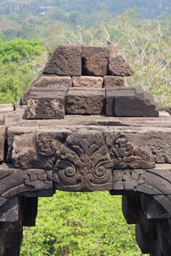 Ancient Carved Stone Gateway at Borobudur Temple, Central Java, Indonesia