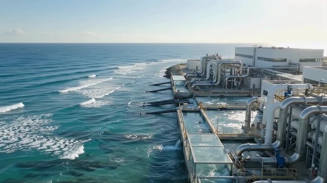 Desalination Plant Facility on Ocean Coastline
