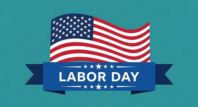 American labor day celebration with patriotic flag design