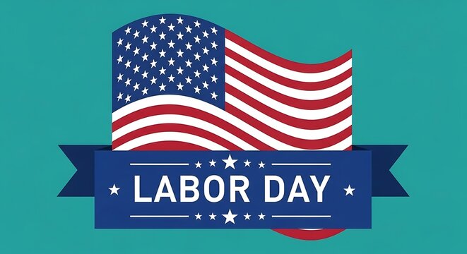 Vibrant labor day graphic with american flag