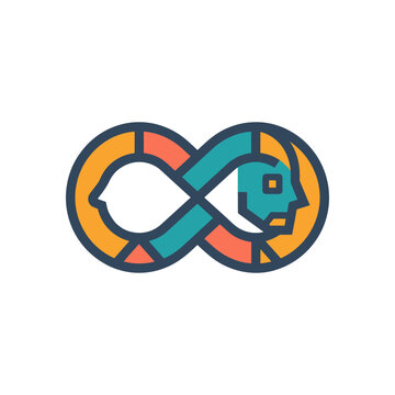 AI Symbiosis Icon for Human Tech
