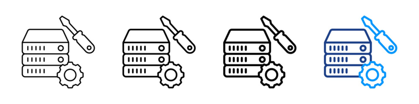 Server Maintenance Icon Different Style Outline Collection Set.