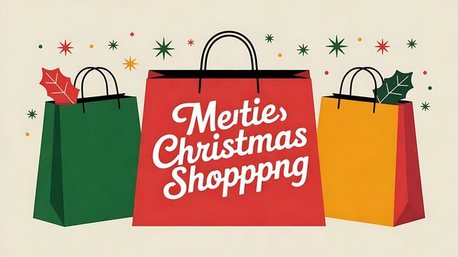 christmas shopping bag with gifts