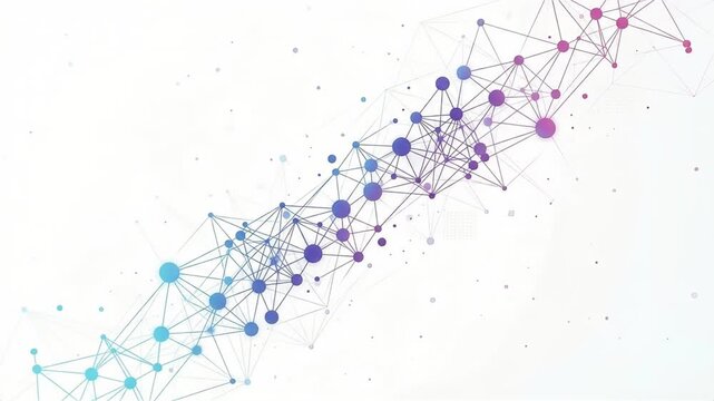 Abstract digital network connection background with colorful nodes and lines.