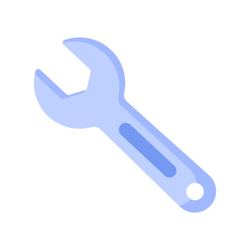 Stylized blue wrench graphic, an essential hand tool for repair, service, and mechanical work solutions