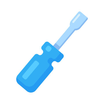 Essential Blue Flathead Screwdriver Illustration for Home Improvement and DIY Projects on White