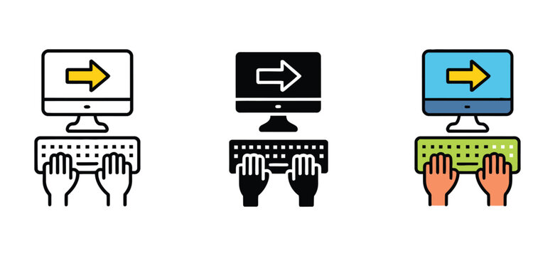 Data entry icon set featuring multiple styles, black and white symbols representing information input, document management, digital processing, office tasks, and administrative work.