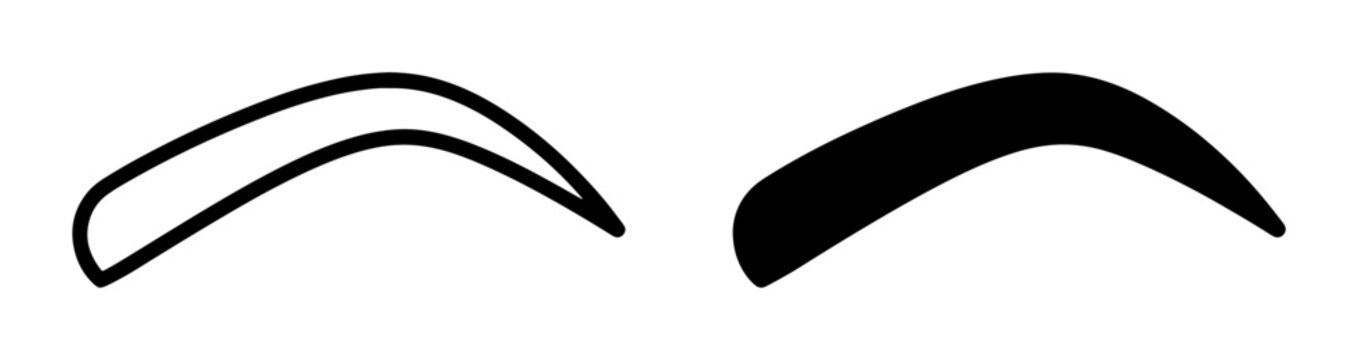 Eyebrow line icon and filled shape set for beauty and cosmetic design