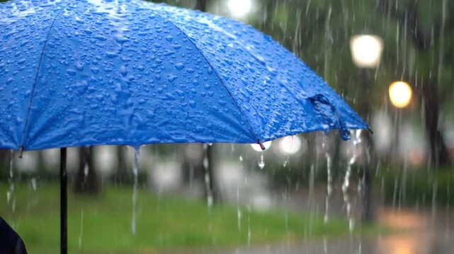 rain on umbrella