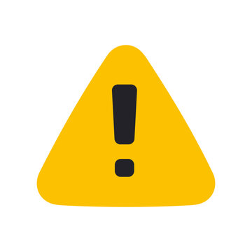 Attention warning sign bright yellow triangle with black exclamation mark for caution