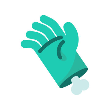 Playful yet eerie severed hand in a bright teal glove with bone, ideal for spooky designs