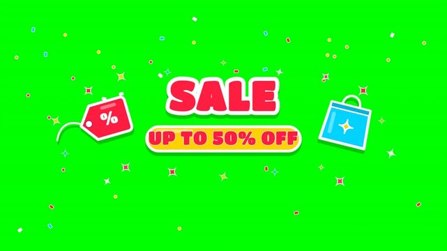 Animated sale promotion banner with price tag on green screen