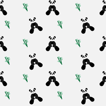 seamless pattern with panda and bamboo. kid, baby, newborn, children.