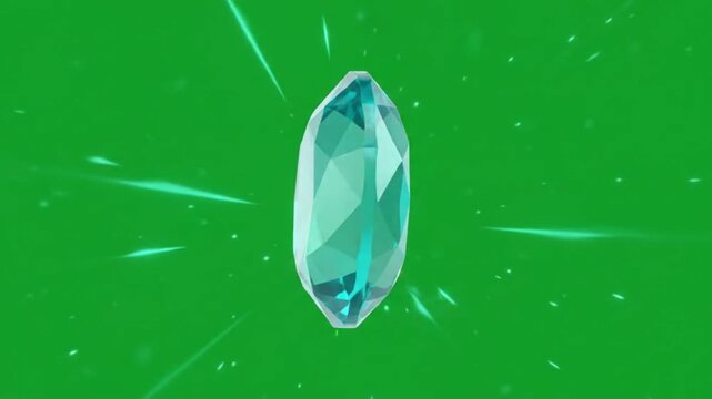 Rare paraiba tourmaline gemstone rotating 4k green screen.